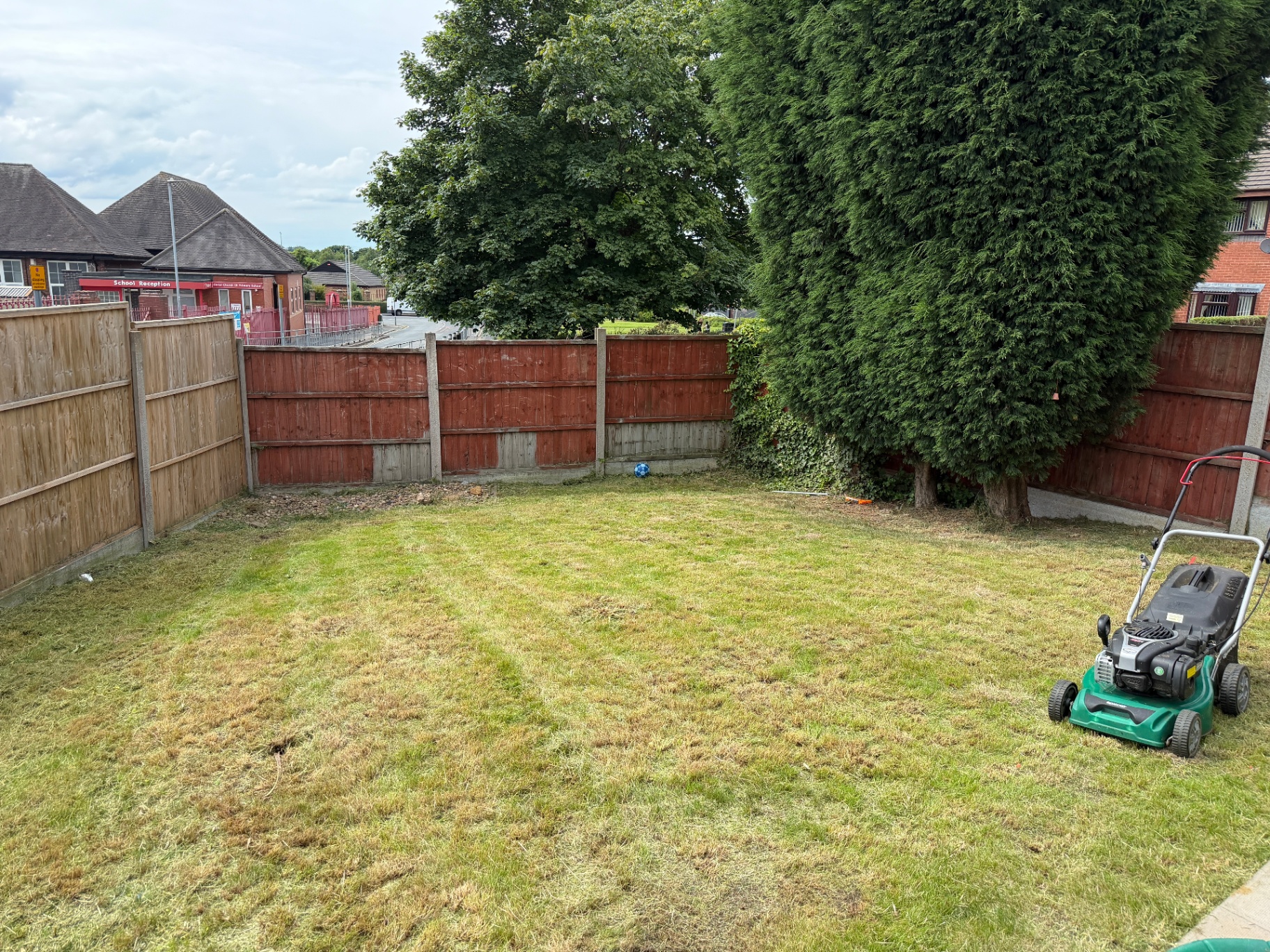 Back garden after grass cutting and tidy up